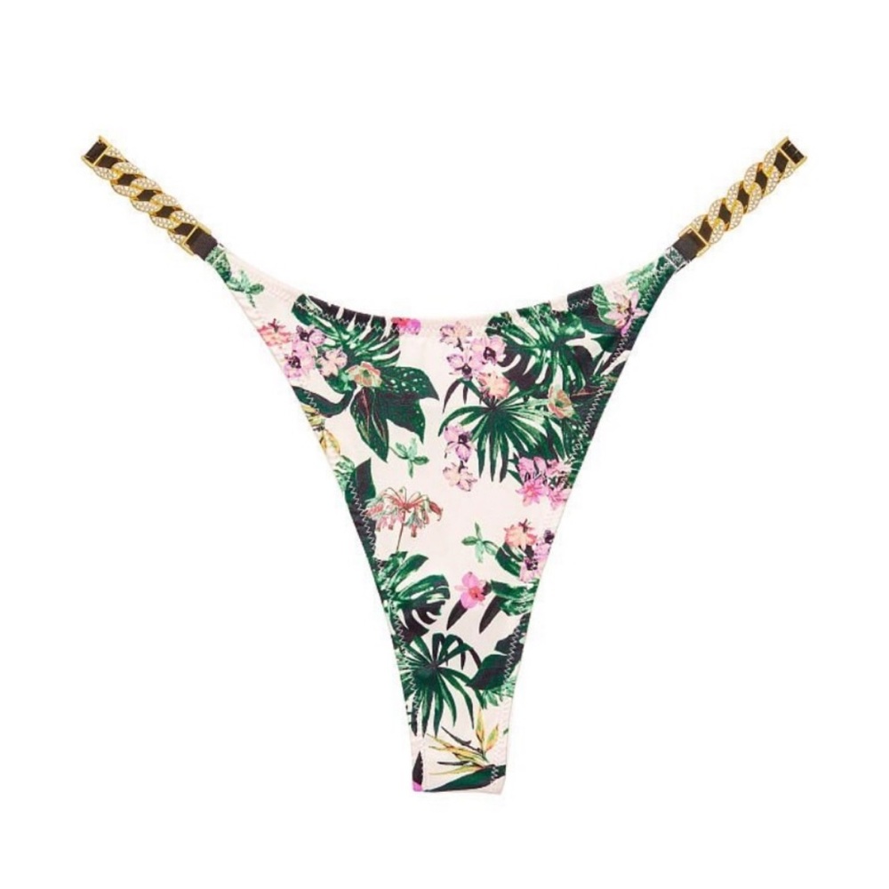 XL Victoria’s Secret Very Sexy Thong Tropical Print Rhinestone Detail